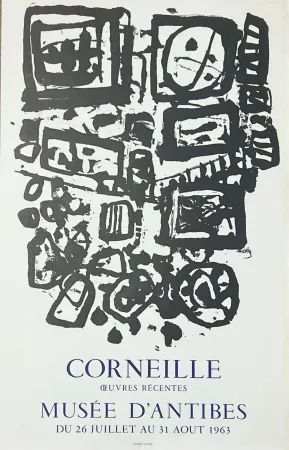 Lithographie Corneille - Affiche lithographique Musée d'Antibes (Musée Picasso) 1963