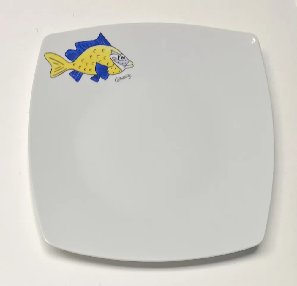 Keramik Corneille - Assiette Poisson Porcelaine de Limoges peinte à la main