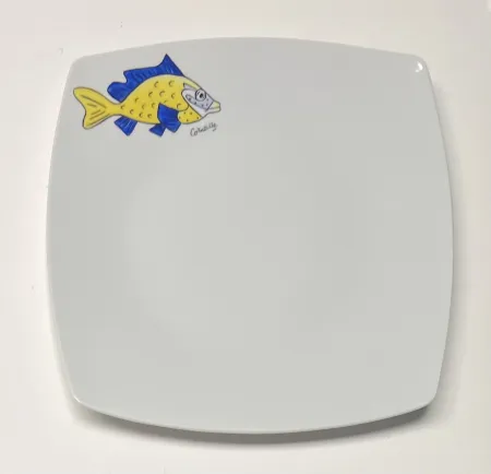 Keramik Corneille - Assiette Poisson Porcelaine de Limoges peinte à la main