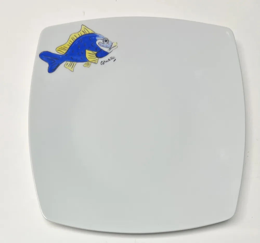 Keramik Corneille - Assiette Poisson Porcelaine de Limoges peinte à la main