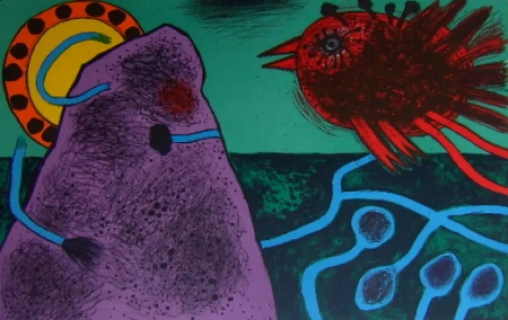 Lithographie Corneille - Aurore sur la montagne