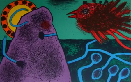 Lithographie Corneille - Aurore sur la montagne