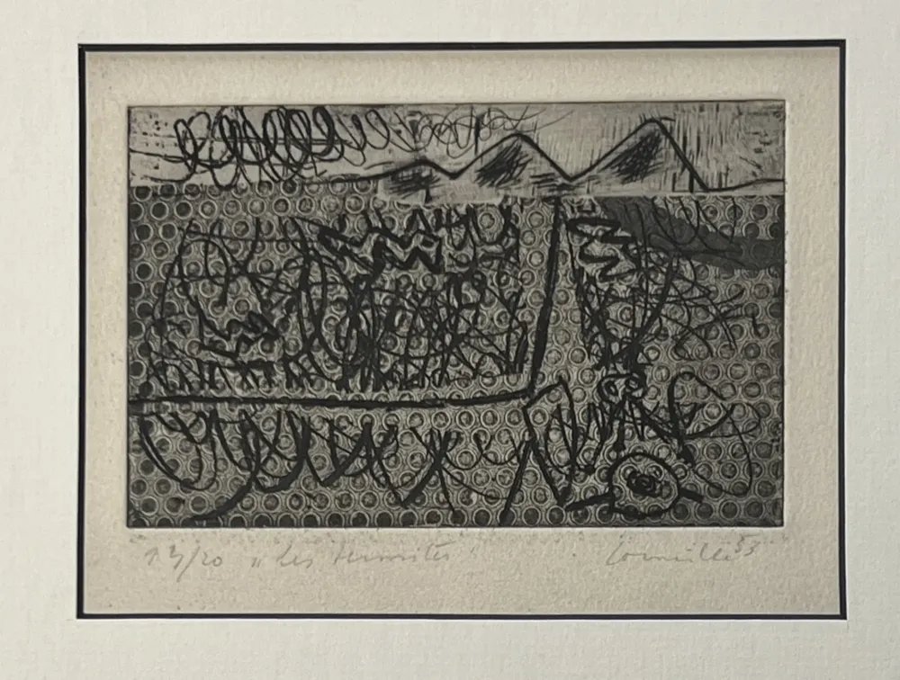 Radierung Corneille - Eau-forte encadrée Les termites 1953 Numéro 3/20