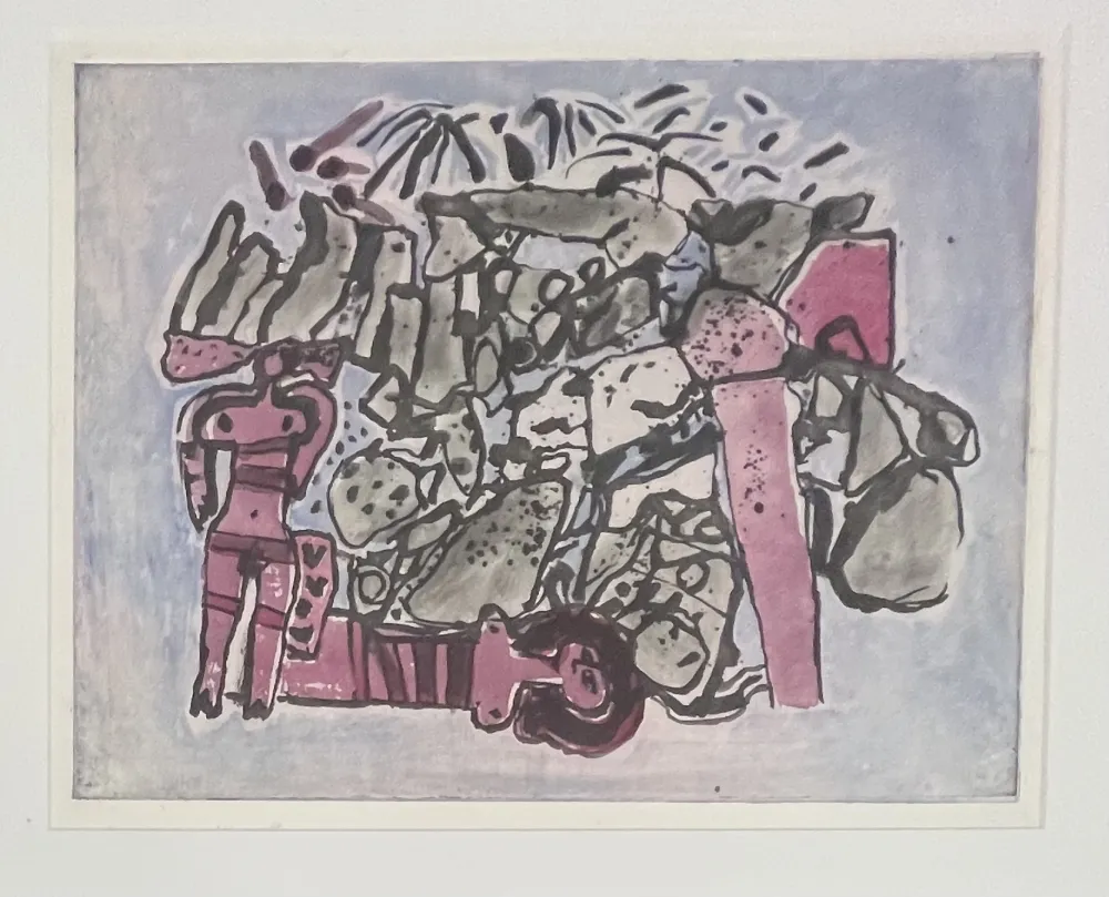 Radierung Und Aquatinta Corneille - Eau-forte encadrée : Lieu rupestre E/A 