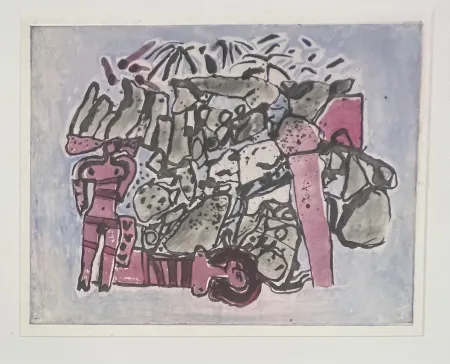 Radierung Und Aquatinta Corneille - Eau-forte encadrée : Lieu rupestre E/A 