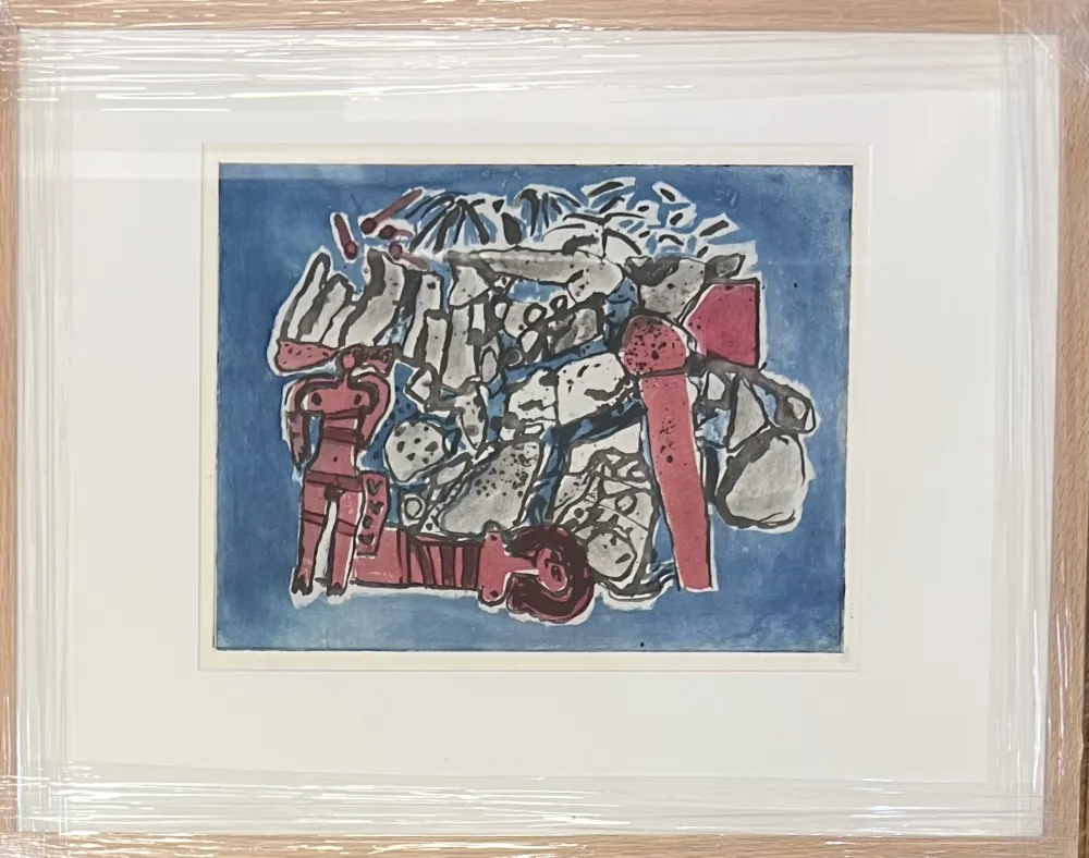 Keine Technische Corneille - Eau-forte encadrée : Lieu rupestre E/A 