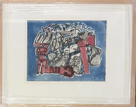 Keine Technische Corneille - Eau-forte encadrée : Lieu rupestre E/A 