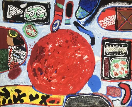 Digitale Druckgrafik Corneille - Edition 45 ex. Composition Abstraite 1964  Archives Officielles Guillaume Corneille