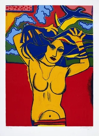 Siebdruck Corneille - Femme à la chevelure deployée