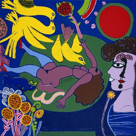 Siebdruck Corneille - Femme à la fleur