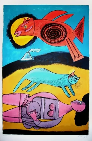 Lithographie Corneille - Granbd oiseau du désert