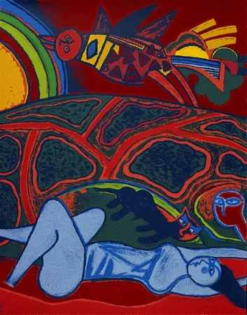 Siebdruck Corneille - Grande terre à l'arc-en-ciel