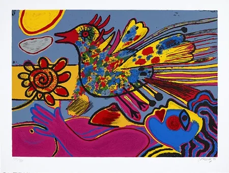 Siebdruck Corneille - La fleur et l'oiseau