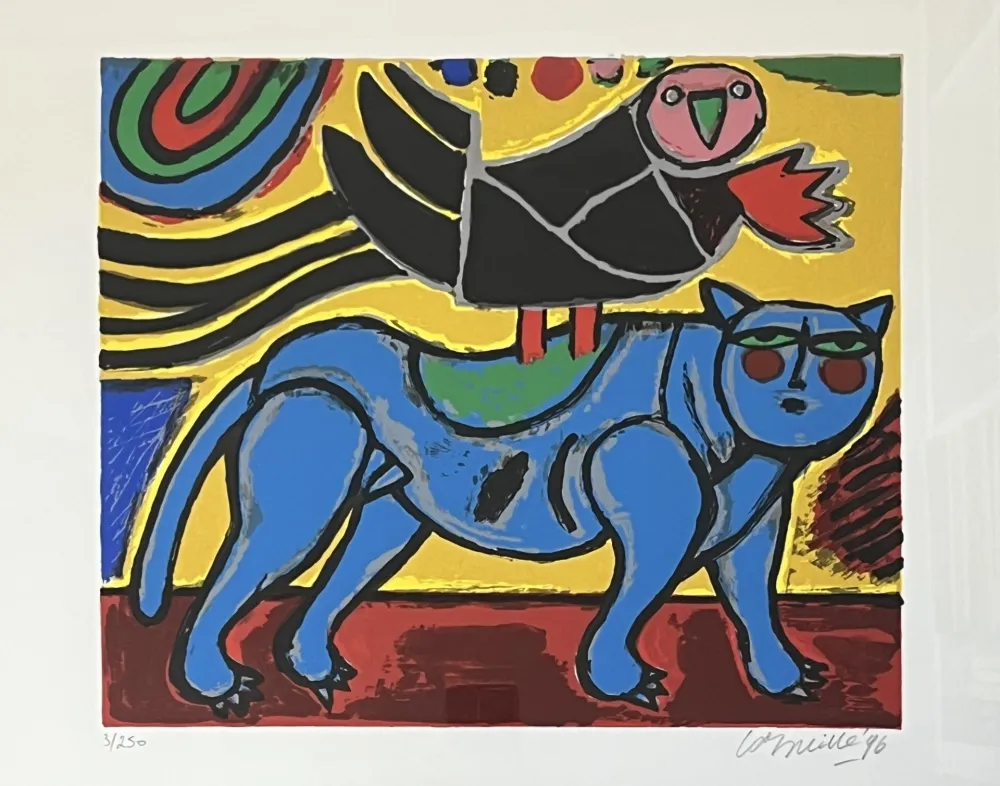 Siebdruck Corneille - Le chat bleu - Petite musique du printemps, 1996