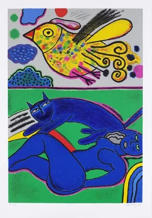 Siebdruck Corneille - Le doux félin de l'été