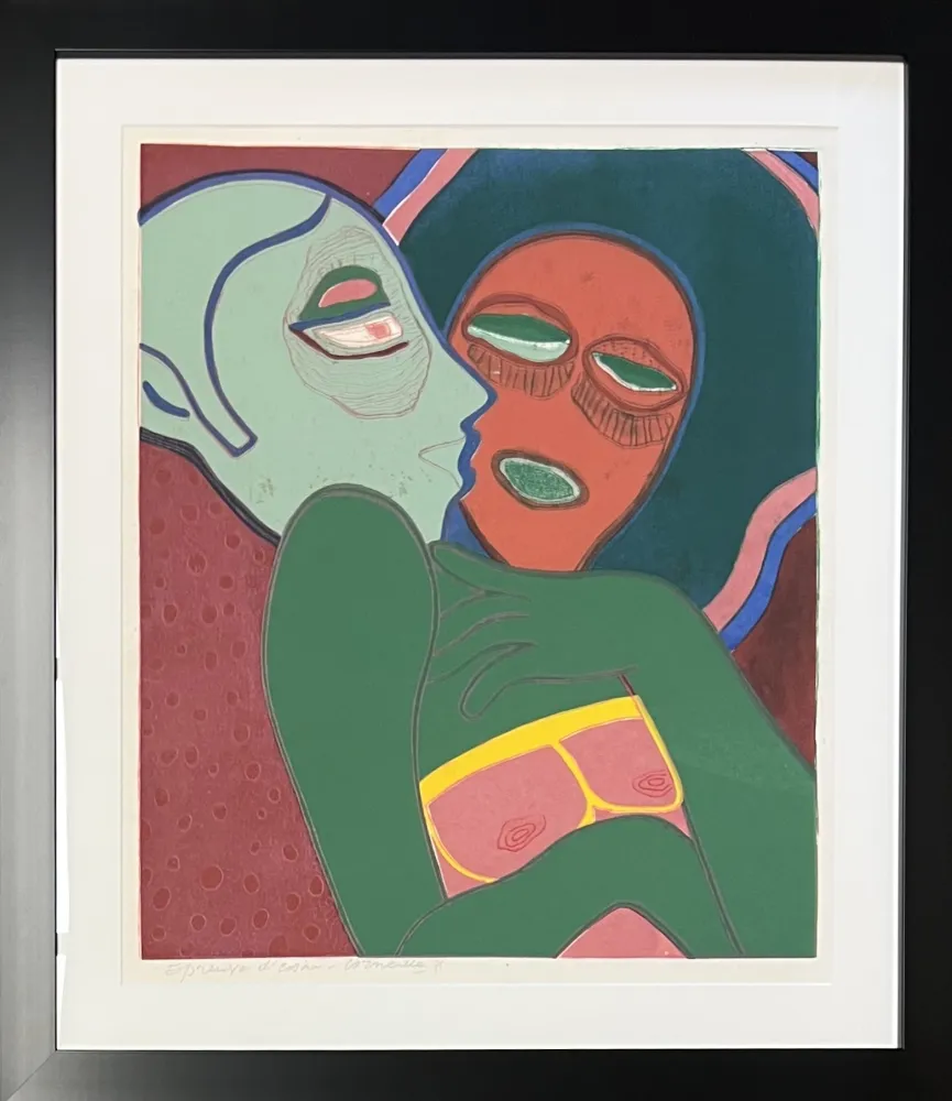 Radierung Und Aquatinta Corneille - Les amants, eau-forte, 1975