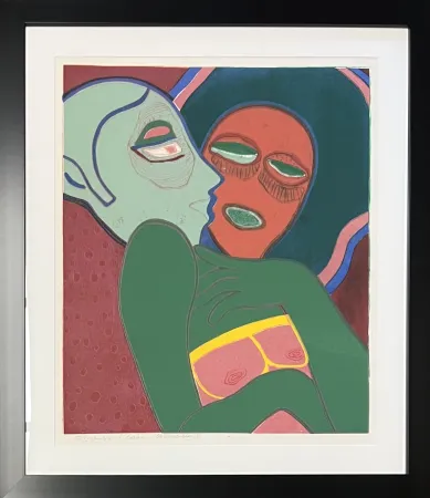Radierung Und Aquatinta Corneille - Les amants, eau-forte, 1975