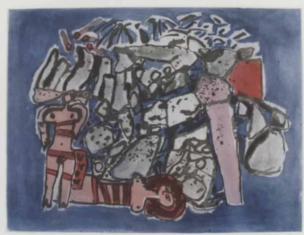 Aquatinta Corneille - Lieu rupestre