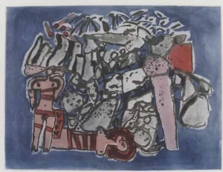 Aquatinta Corneille - Lieu rupestre