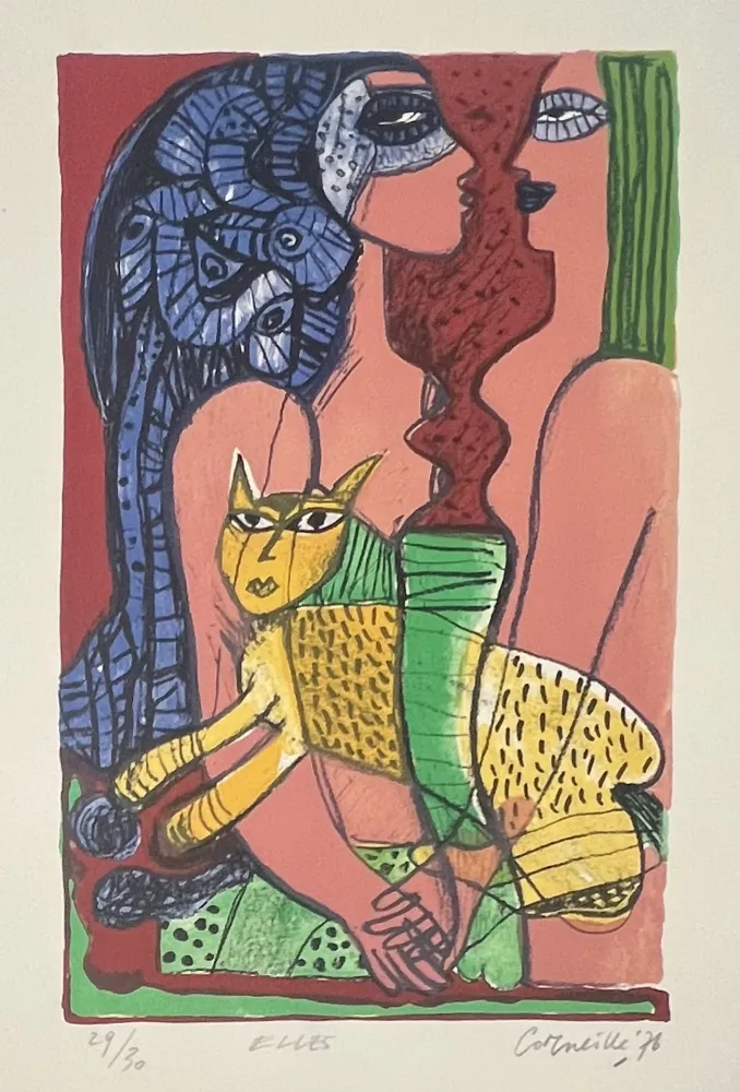 Lithographie Corneille - Lithographie ancienne ELLES, 1976 - 29/30