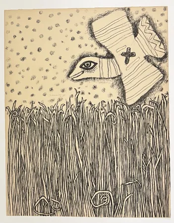 Lithographie Corneille - Lithographie ancienne Herbes, 1973
