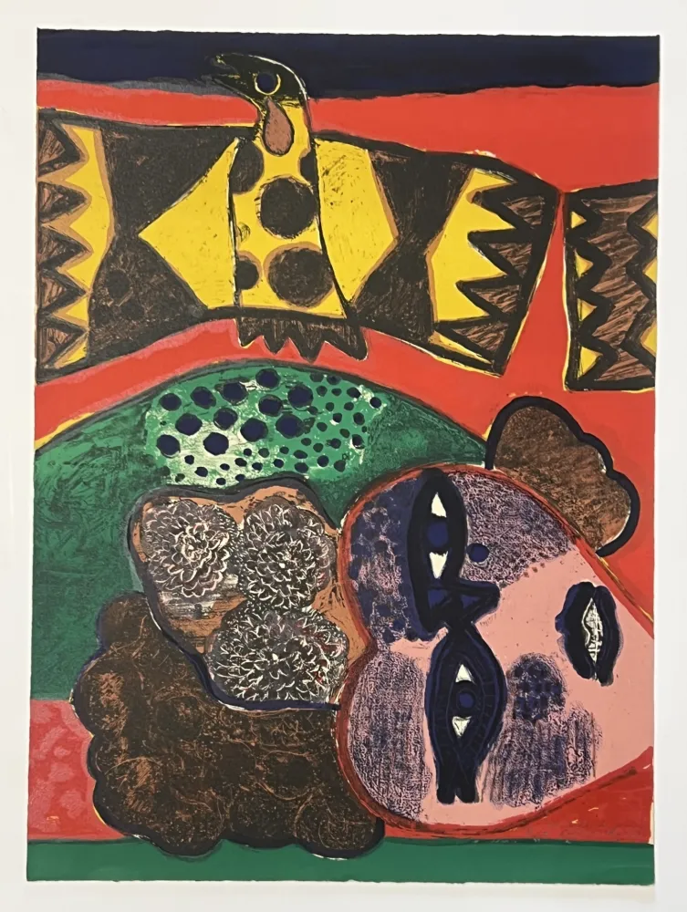 Lithographie Corneille - Lithographie ancienne La belle de jadis, 1972