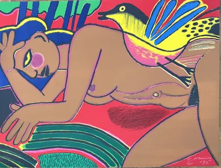 Lithographie Corneille - Lithographie Femme de l'été, 1992