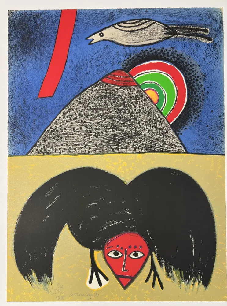 Lithographie Corneille - Lithographie  Le corbeau - Hommage à Edgar Allan Poe