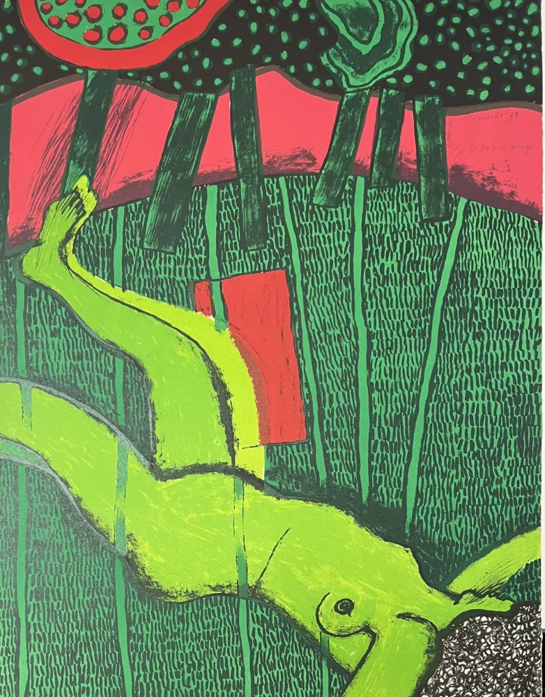 Lithographie Corneille - Lithographie, Le tapis rouge, 1973