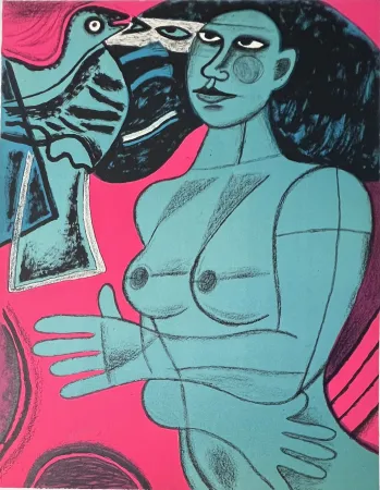 Lithographie Corneille -  Lithographie Tendre est l'oiseau 1991