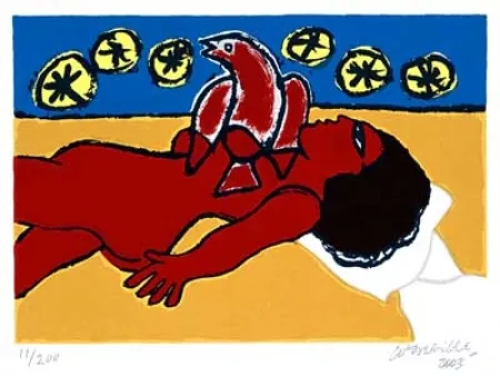 Siebdruck Corneille - Nu rouge