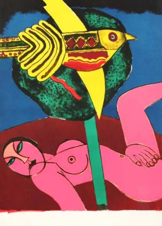 Lithographie Corneille - NUDO ROSA