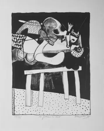 Lithographie Corneille - Rare lithographie La femme au chat, 1975 - 15 ex. 