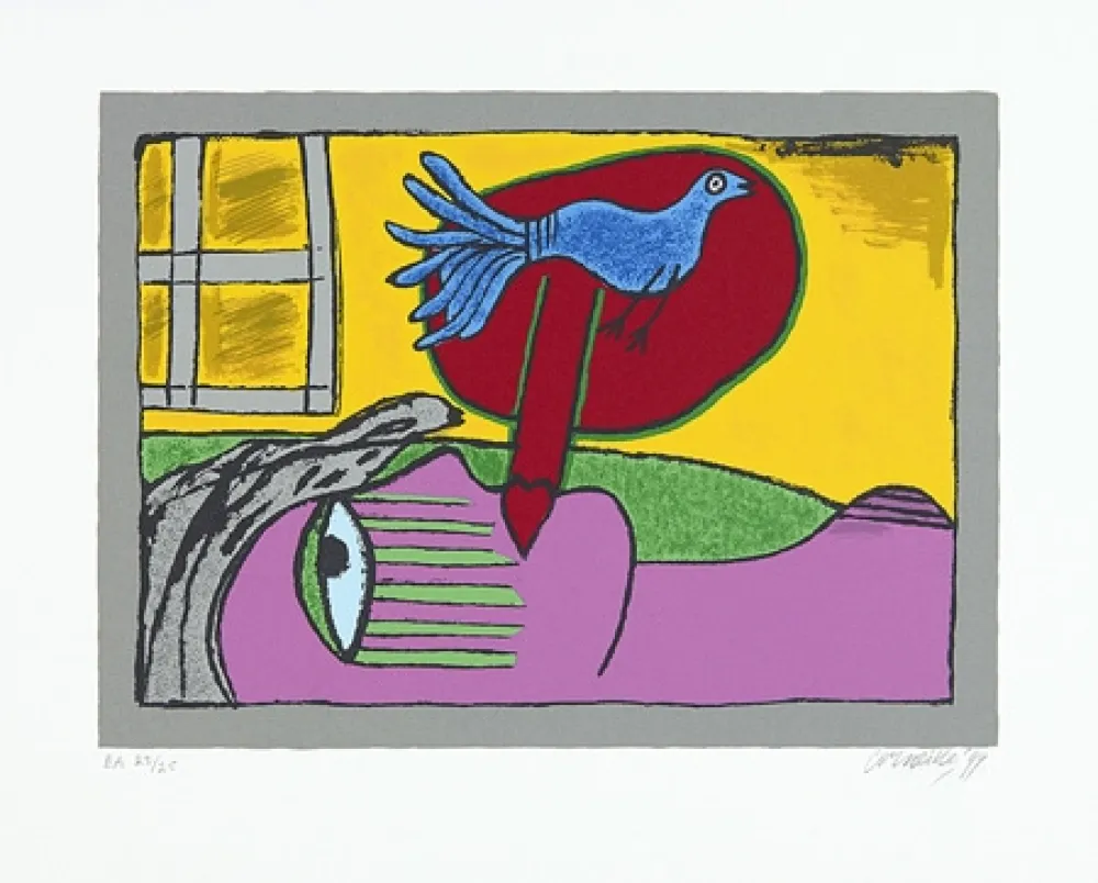 Siebdruck Corneille - Regard sur l'oiseau