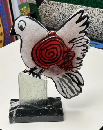 Multiple Corneille - Sculpture en verre « Oiseau de Paradis » - signée à la main EA 1/1