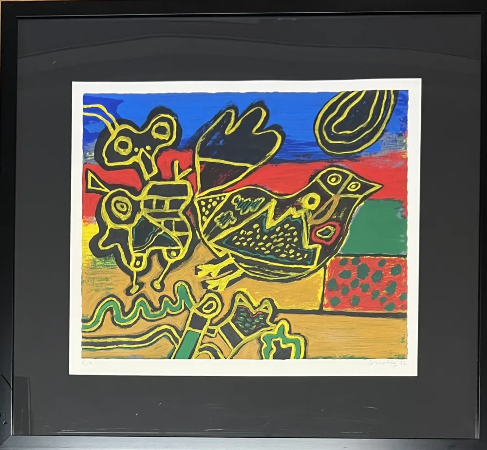 Siebdruck Corneille - Sérigraphie L'oiseau Cobra né des paysages, 1992