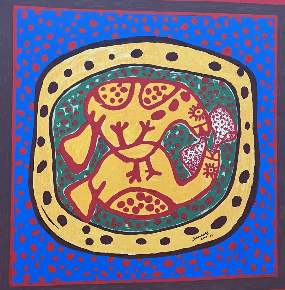 Keine Technische Corneille - Sérigraphie sur toile Love Birds, E/A- Encadrée