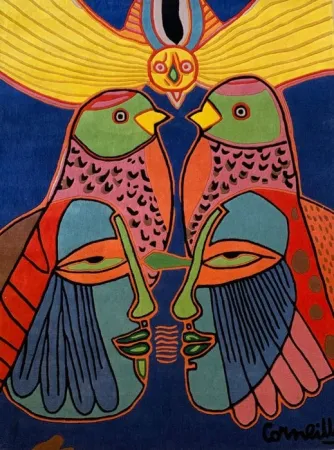 Multiple Corneille - Tapis Splendeurs des Tropiques - Tapis d'artiste avec certificat