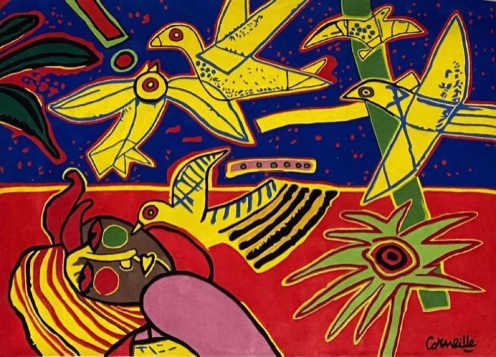 Multiple Corneille - Tapis Vol d'oiseaux, avec certificat