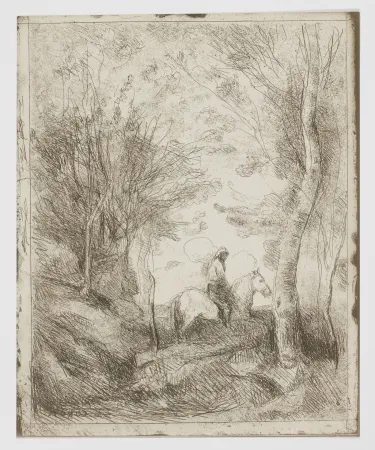 Keine Technische Corot - Le Grand Cavalier sous Bois (Horseman in the Woods, Large Plate)