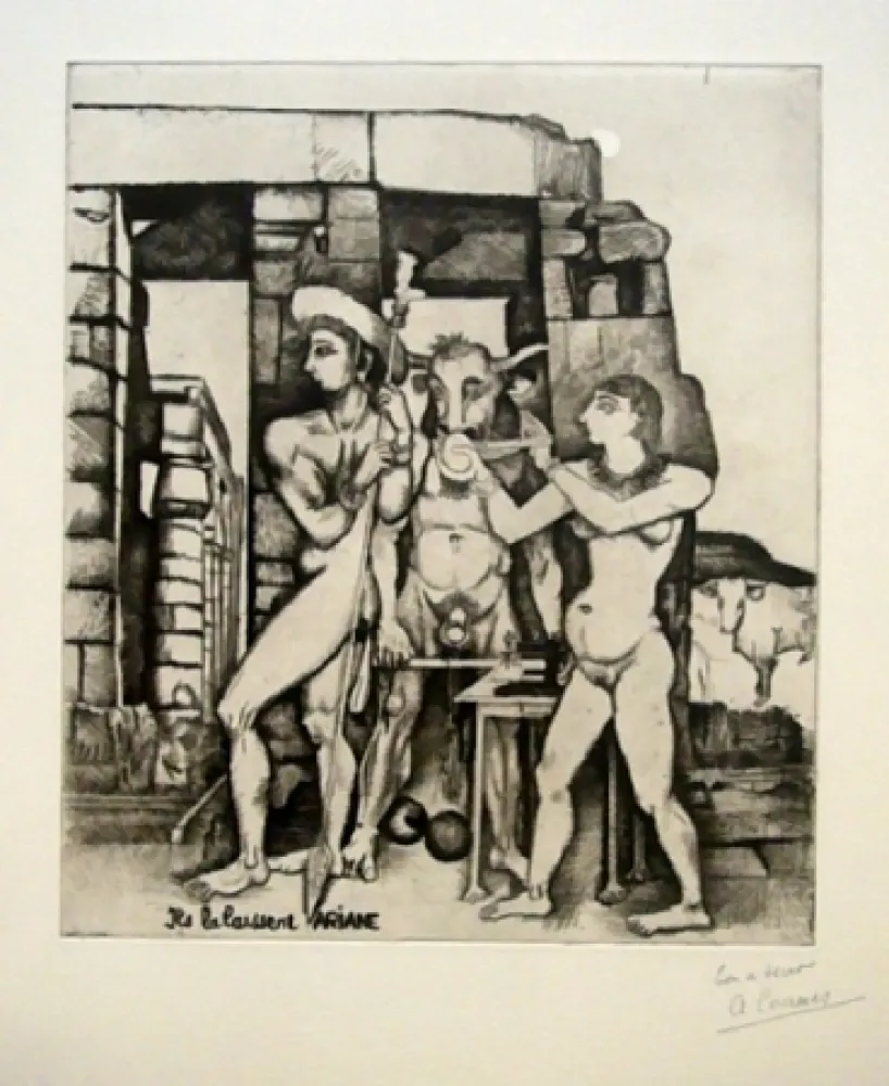 Radierung Courmes - Ils la laissent, Ariane