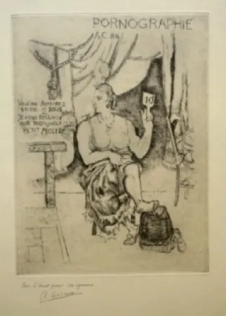 Radierung Courmes - Pornographie