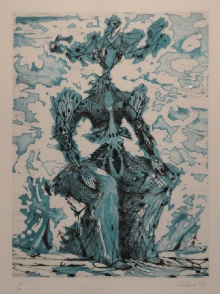 Radierung Coutaud - Femme assise