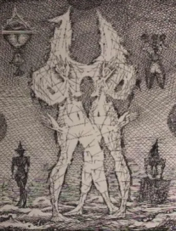 Radierung Coutaud - Voyage dans la lune 1