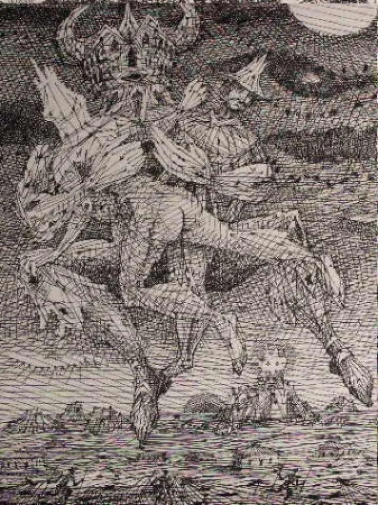 Radierung Coutaud - Voyage dans la lune 2