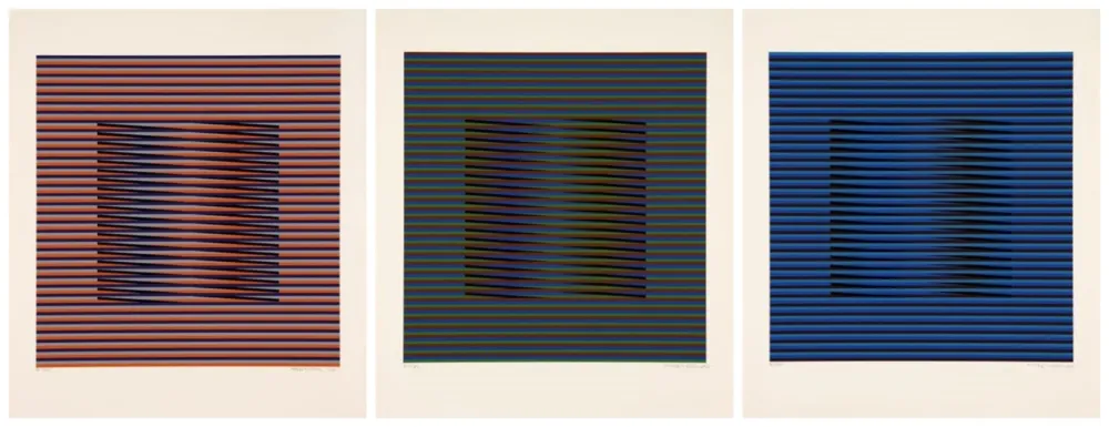 Siebdruck Cruz-Diez - ORANGE, VERTE y BLEU