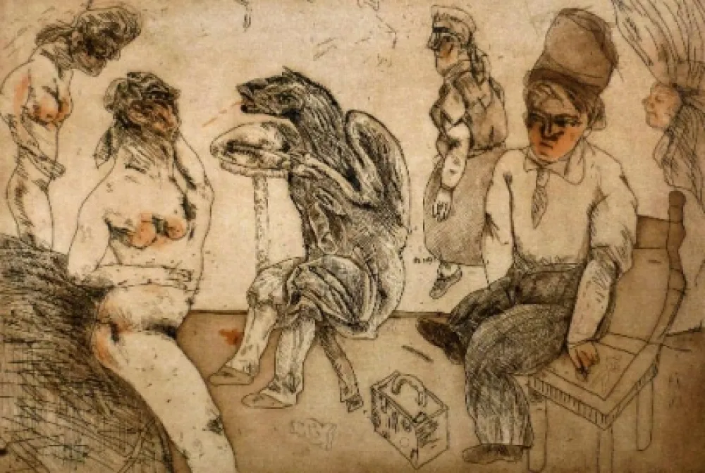 Radierung Und Aquatinta Cuevas - Autorretrato en Blanes