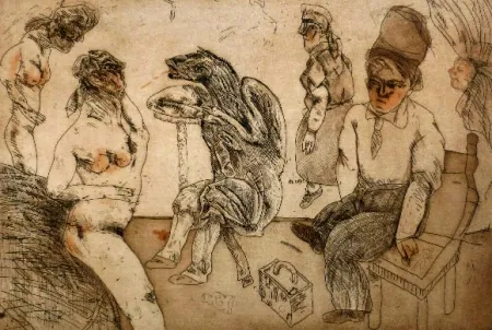 Radierung Und Aquatinta Cuevas - Autorretrato en Blanes