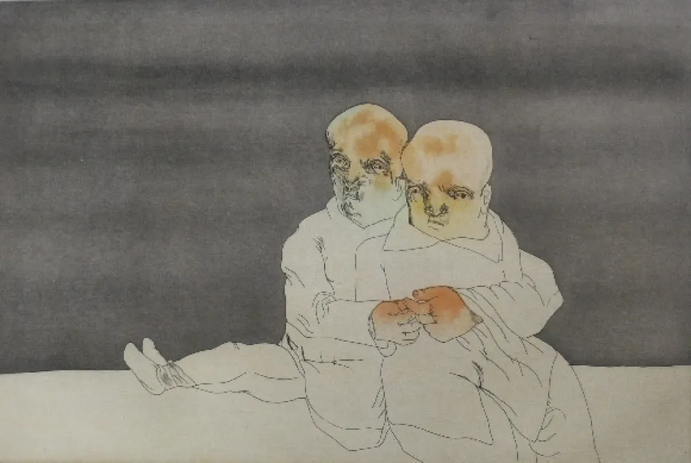 Radierung Und Aquatinta Cuevas - Pareja en el mar