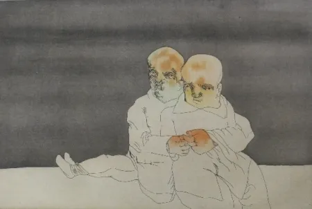 Radierung Und Aquatinta Cuevas - Pareja en el mar